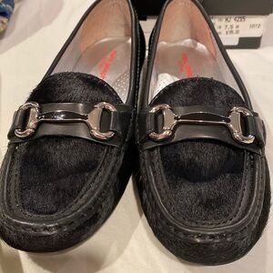 MARC JOSEPH black cowhair loafers NWT in pristine condition 7.5M